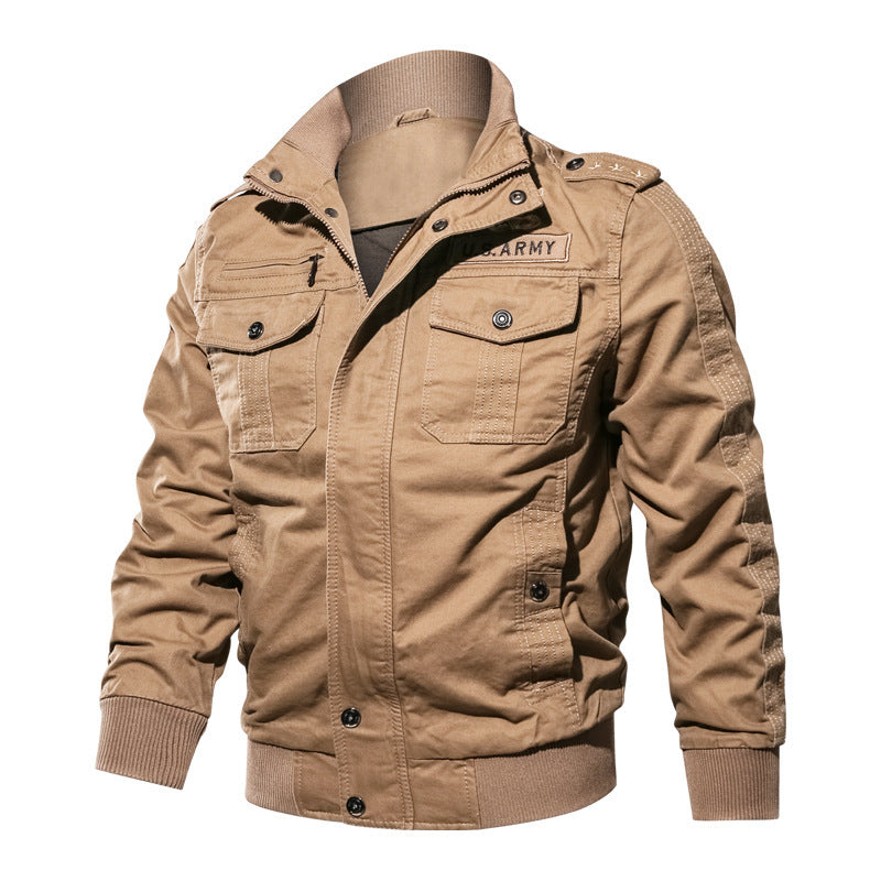 Herren Militärisch inspirierte Canvas-Bomberjacke mit Epauletten und Pattentaschen Echo Archiv