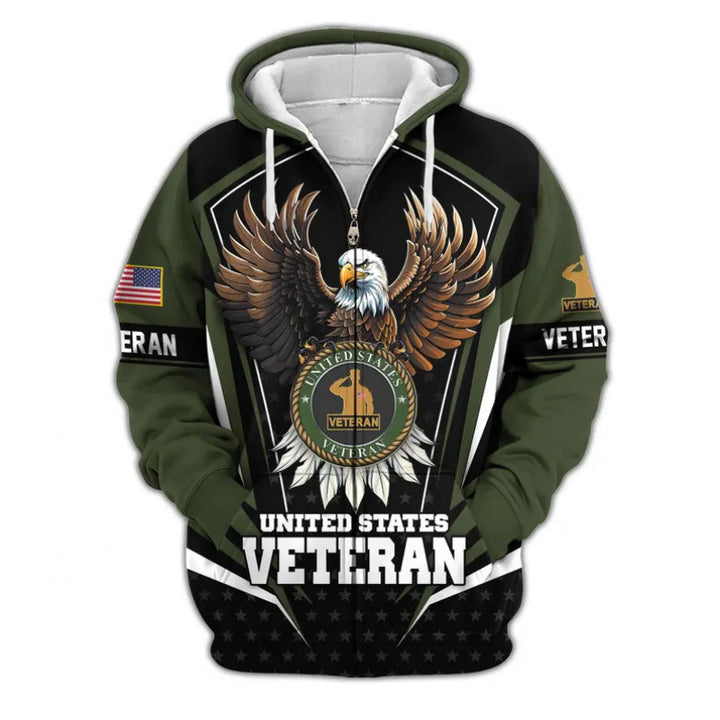 Herren Kapuzensweater mit amerikanischem Veteranenmotiv Echoarchiv