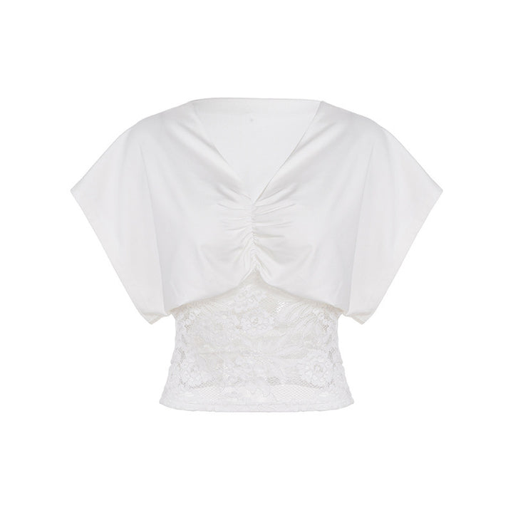 Damen elegantes Oberteil mit Spitze und Raffung Echo Archiv