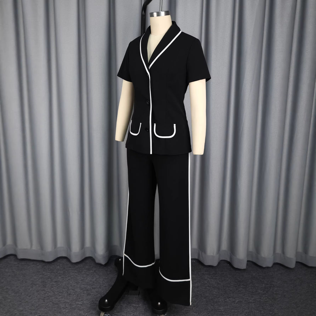 Damen Elegant geschnittenes Top und Flared Hose Set Echo Archiv