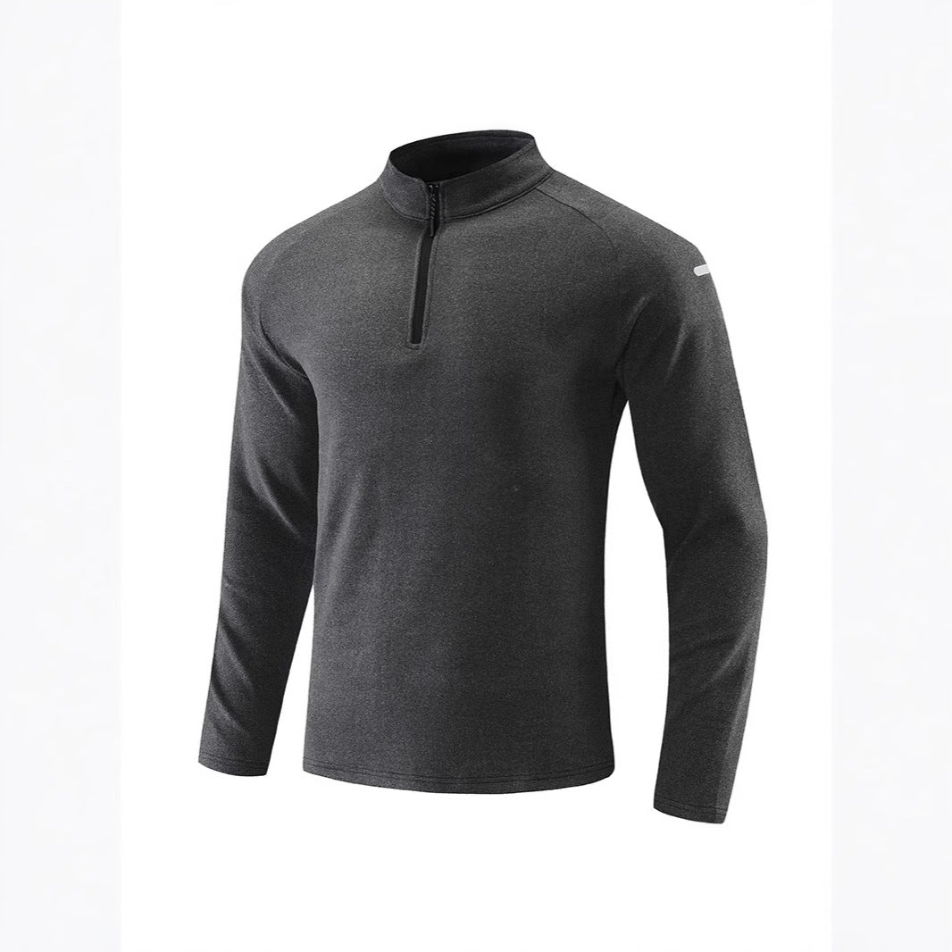 Herren Atmungsaktives Funktions-Langarmshirt mit Stehkragen und kurzem Reißverschluss Echoarchiv