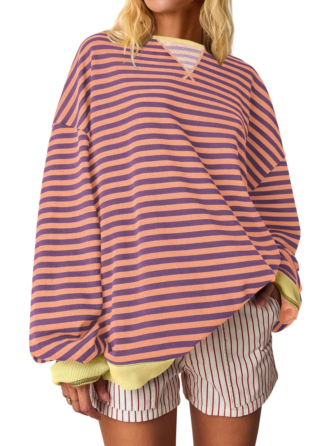 Damen Oversized gestreifter Sweatshirt – Mavelle