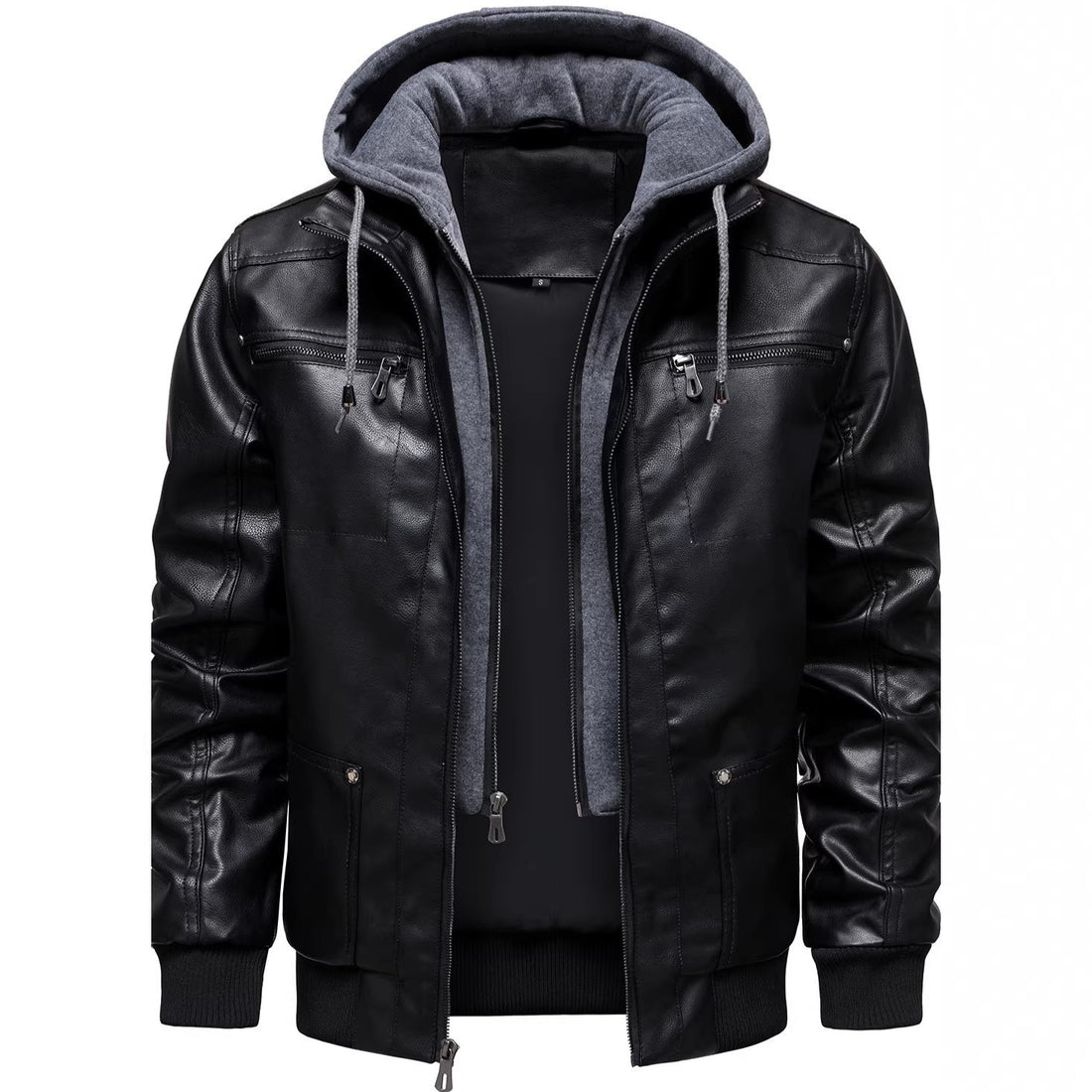 Herren Sportliche Lederjacke mit Kapuze Echo Archiv