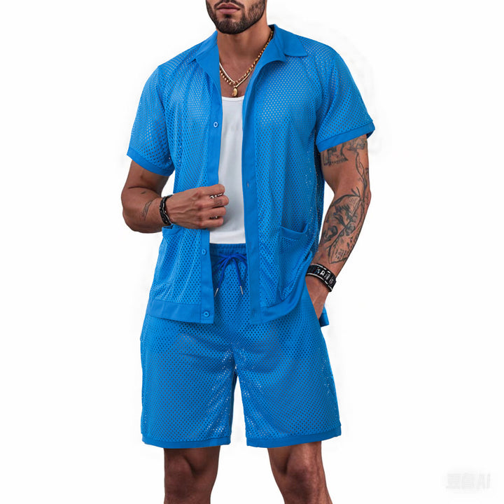 Herren leichter Mesh-Sommeranzug mit praktischen Taschen und atmungsaktivem Design Echoarchiv