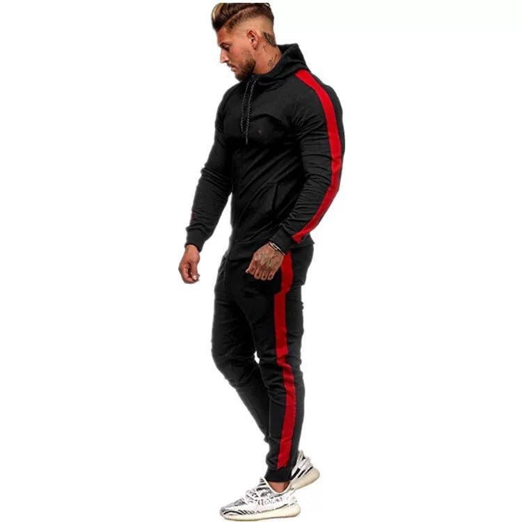 Herren Sportliches Hoodie-Set mit seitlichen Streifen Echoarchiv
