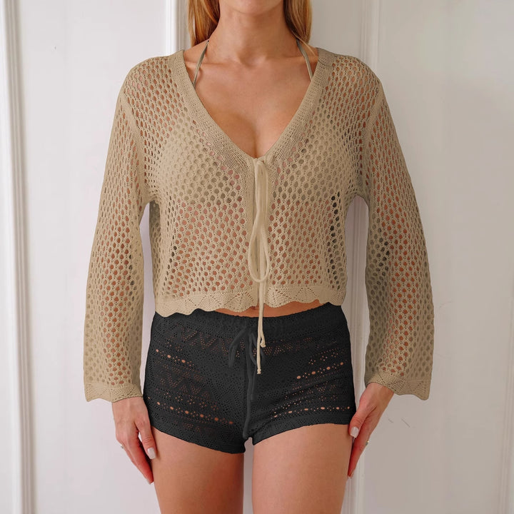 Damen Luftiger Häkelstrandpullover Echo Archiv