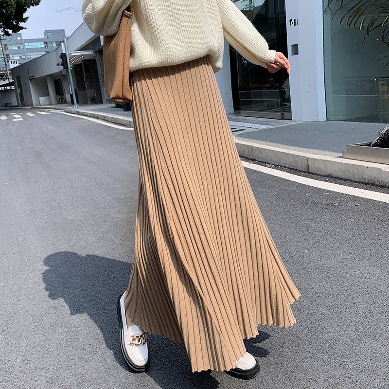 Damen Plissierter Maxirock mit elegantem Wellenmuster Echo Archiv