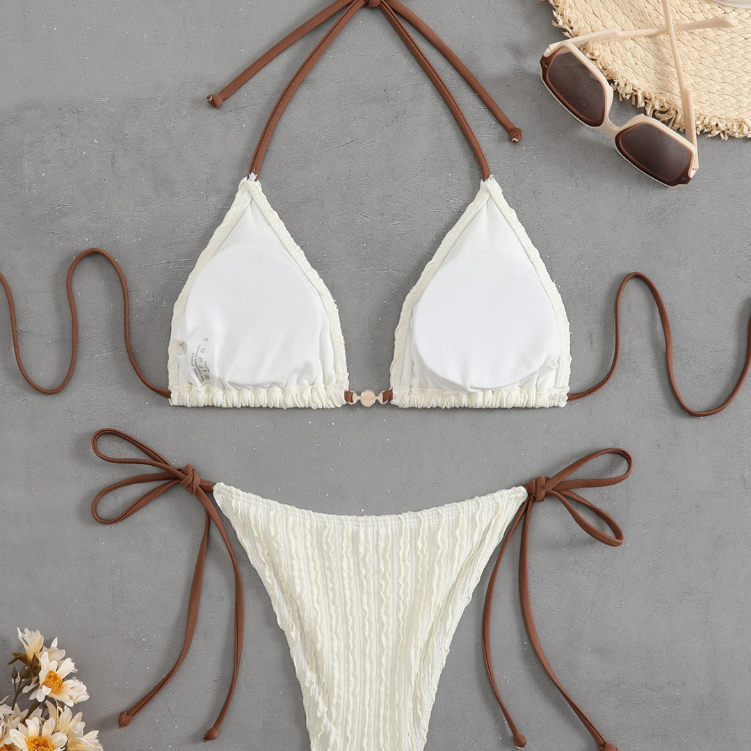 Damen Triangel-Bikini mit feiner Rippstruktur und eleganten Bindebändern Echo Archiv