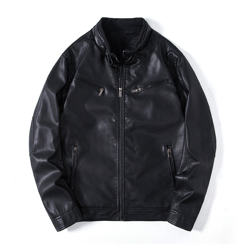Herren Elegante Kunstleder‑Blousonjacke mit Stehkragen, Reißverschlusstaschen und wärmendem Innenfutter Echo Archiv