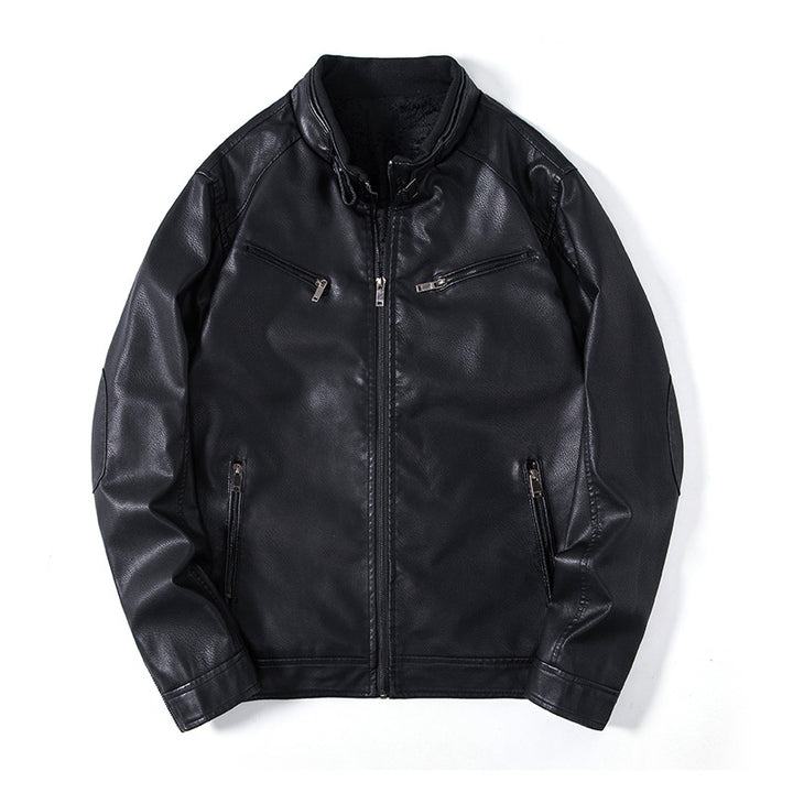 Herren Elegante Kunstleder‑Blousonjacke mit Stehkragen, Reißverschlusstaschen und wärmendem Innenfutter Echo Archiv