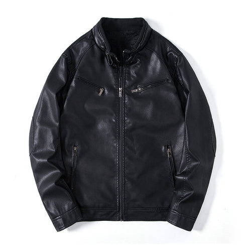 Herren Elegante Kunstleder‑Blousonjacke mit Stehkragen, Reißverschlusstaschen und wärmendem Innenfutter Echo Archiv