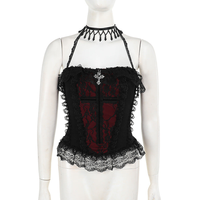 Damen figurbetonte Bluse mit Rüschendetails und Schnürung Echo Archiv