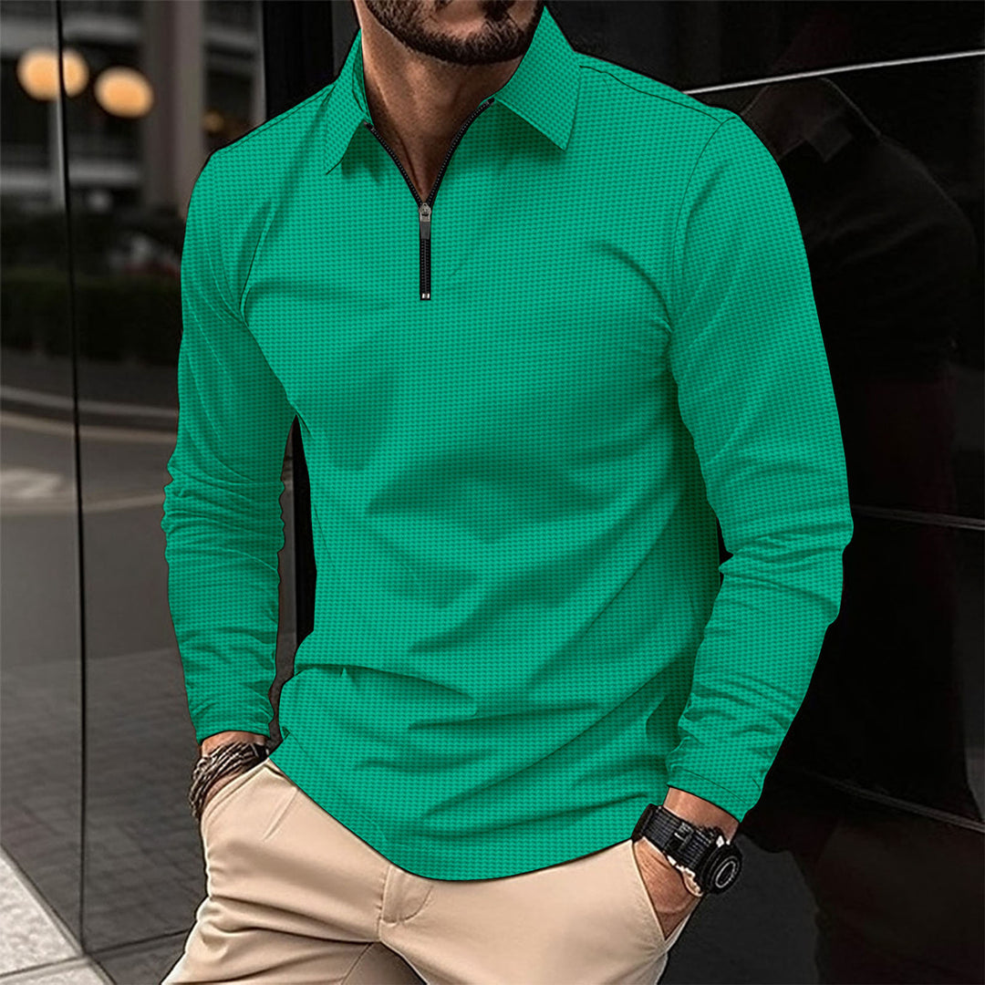 Herren modisches Langarmshirt mit Reißverschluss und strukturiertem Design Echoarchiv