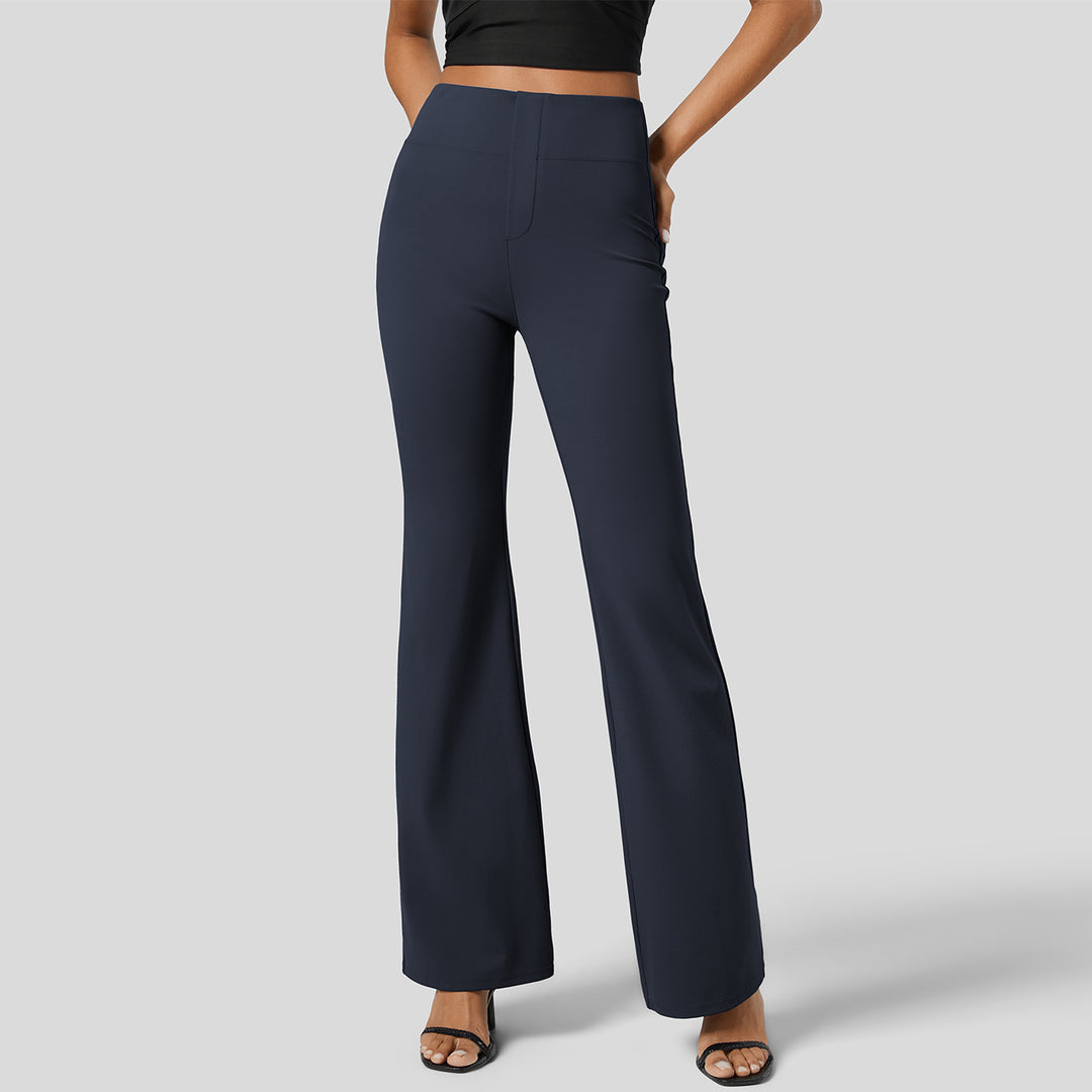 Damen High-Waist Stretch Schlaghose mit breitem Komfortbund – Avérine