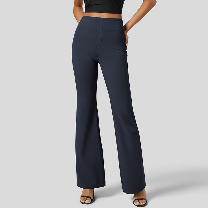Damen High-Waist Stretch Schlaghose mit breitem Komfortbund – Avérine