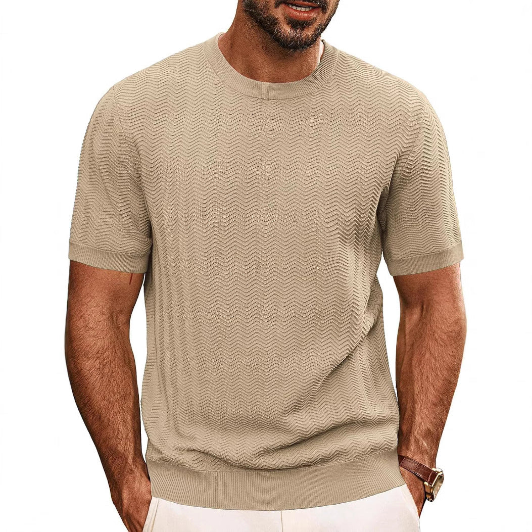 Herren strukturiertes Rundhals T-Shirt Echoarchiv
