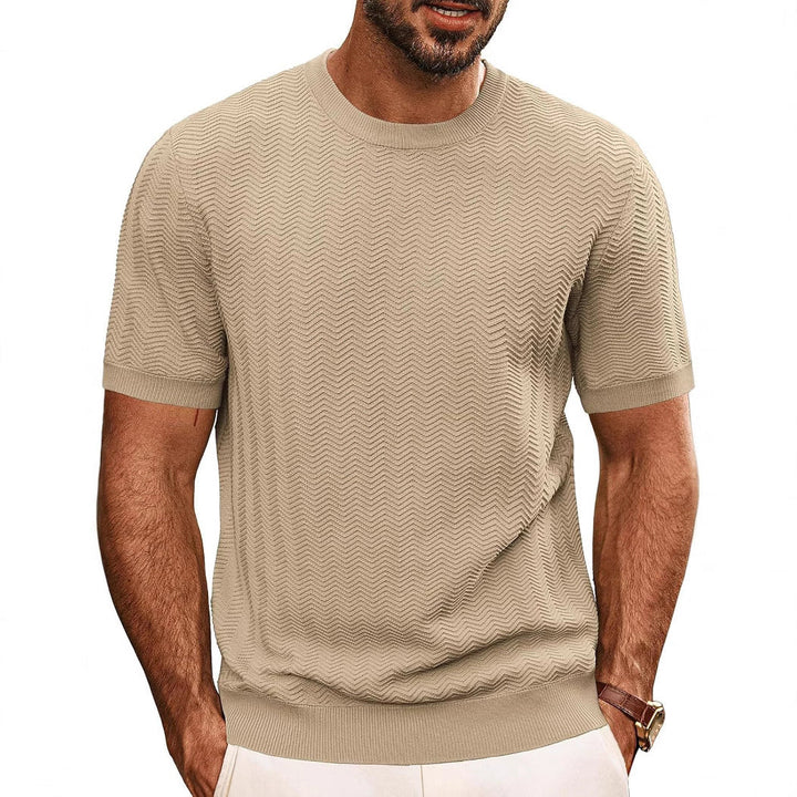 Herren strukturiertes Rundhals T-Shirt Echoarchiv