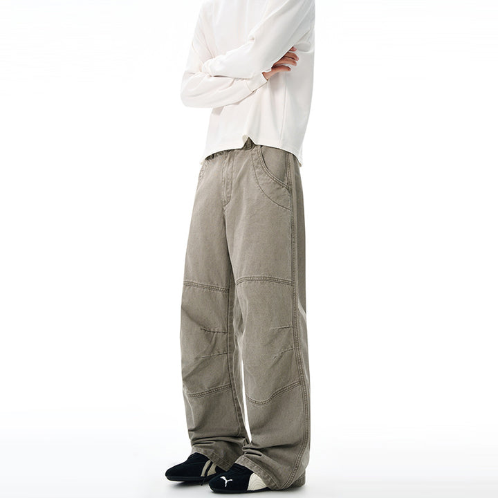 Herren Extraweite Denim-Baggyhose mit Paneelnähten und tiefem Schritt Echo Archiv