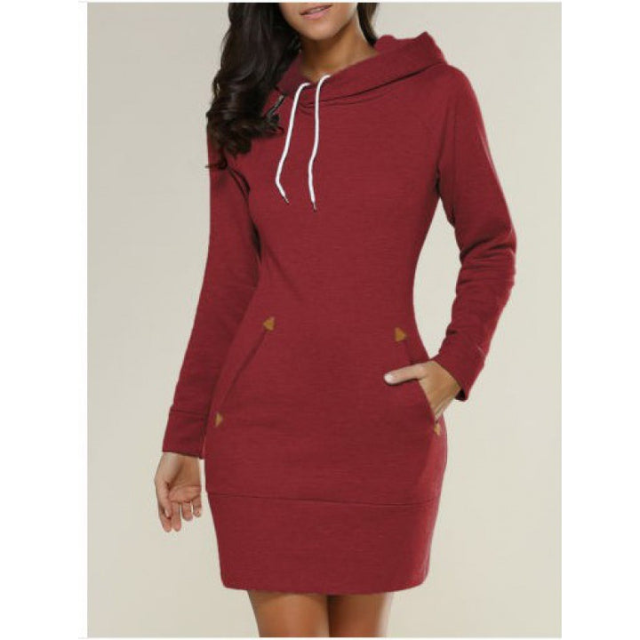 Damen Kapuzenkleid aus Sweat mit Kängurutaschen und taillierter Passform – Avérine
