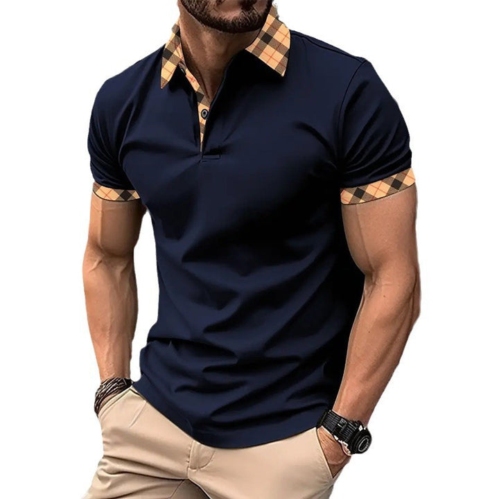 Herren Poloshirt mit kontrastierendem Kragen und modischen Muster Echoarchiv