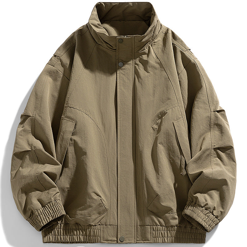 Herren moderne Utility-Blouson mit Stehkragen, verdecktem Druckknopfverschluss und elastischem Saum – Taviero