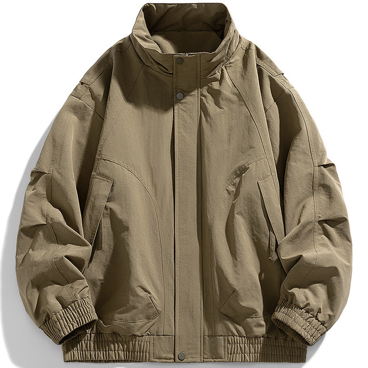Herren moderne Utility-Blouson mit Stehkragen, verdecktem Druckknopfverschluss und elastischem Saum – Taviero