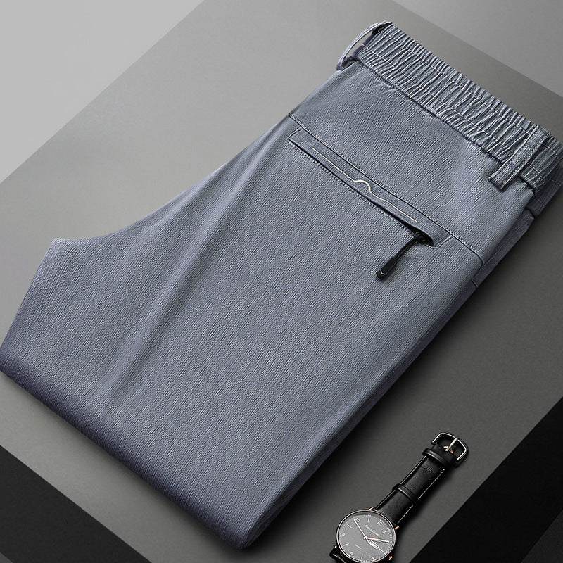 Herren bequeme Stretch-Hose mit elastischem Bund und seitlichen Reißverschlusstaschen Echoarchiv