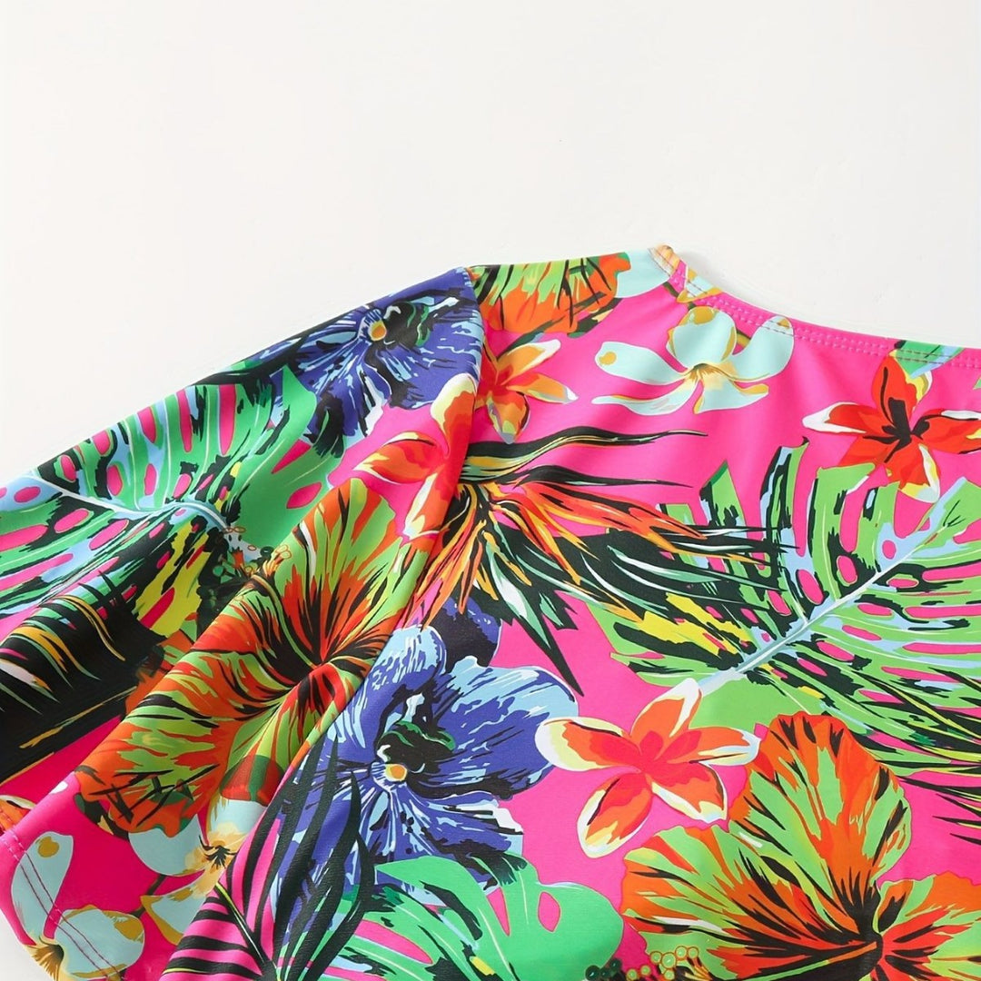 Damen Bikini-Set mit floralen Mustern und leichtem Überwurf Echo Archiv