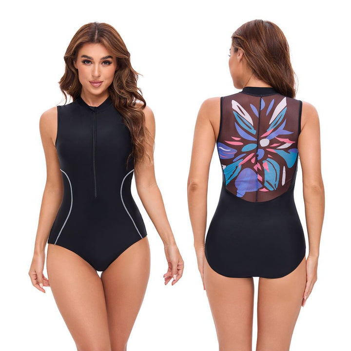 Damen ärmelloser Schwimmanzug mit floralem Rückendesign Echo Archiv