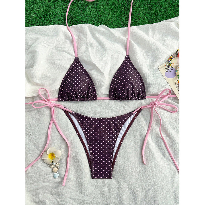 Damen Triangel-Bikini mit verspielten Bindebändern und elegantem Punktmuster Echo Archiv