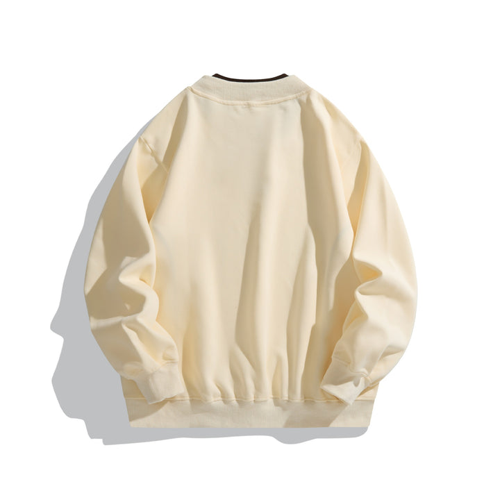 Unisex Lockeres Sweatshirt mit Kontrastkragen, sichtbaren Flatlocknähten und Logo-Stick Echoarchiv