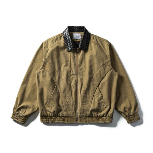 Herren Kastige Denim-Blousonjacke mit gesteppter Lederkragen und Elastikbund Echo Archiv
