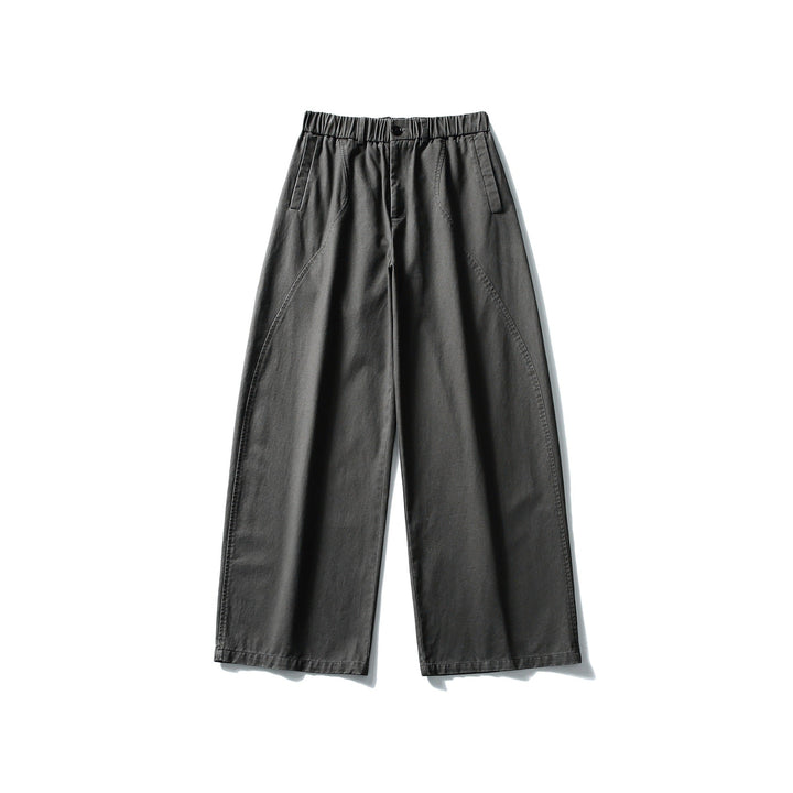 Damen Weite Cropped-Hose mit elastischem Bund und dekorativen Nahtpasse Echoarchiv