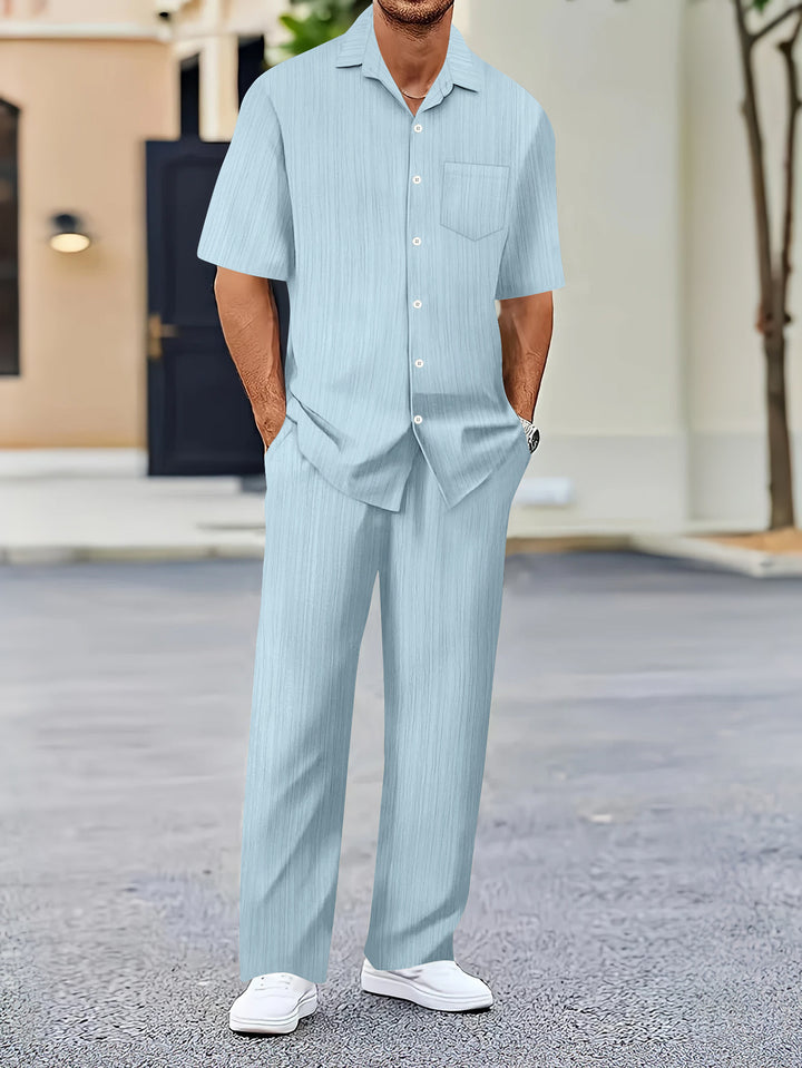 Herren Freizeitanzug mit eleganter Textur und praktischen Taschen Echoarchiv