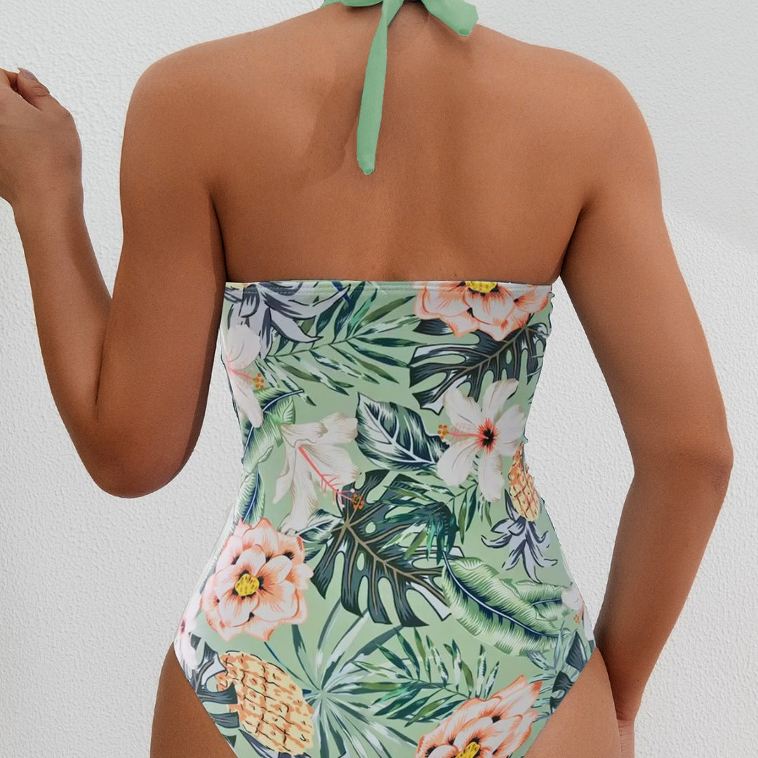 Damen Hochwertiger Einteiler-Badeanzug mit floralem Schnitt und raffiniertem Wickeldesign Echo Archiv