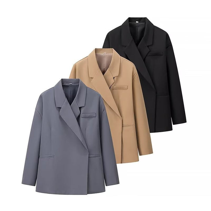 Damen Oversize-Kastenblazer mit schlichten Leistentaschen und weitem Revers Echo Archiv