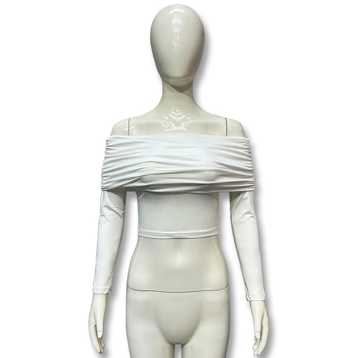 Damen Offshoulder Crop-Top mit Raffung Echo Archiv