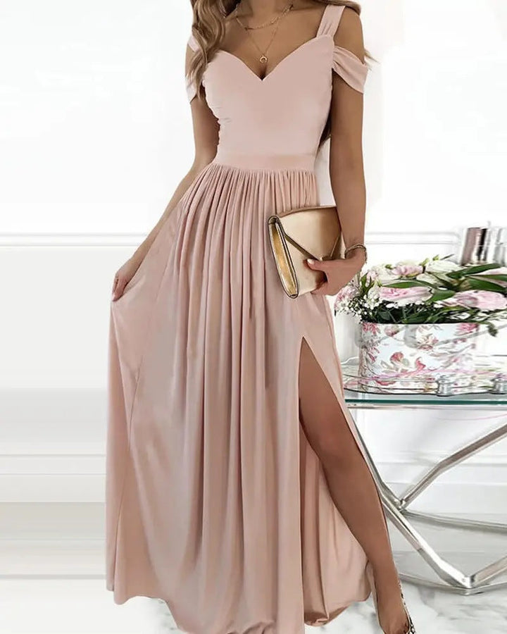 Damen Maxikleid mit Schulterträgern und elegantem Schlitz Echoarchiv