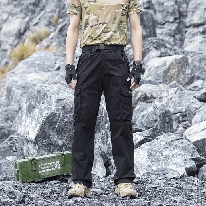 Herren Leichte Stretch-Canvas-Cargohose mit integriertem Webgürtel und Reißverschluss-Taschen Echo Archiv