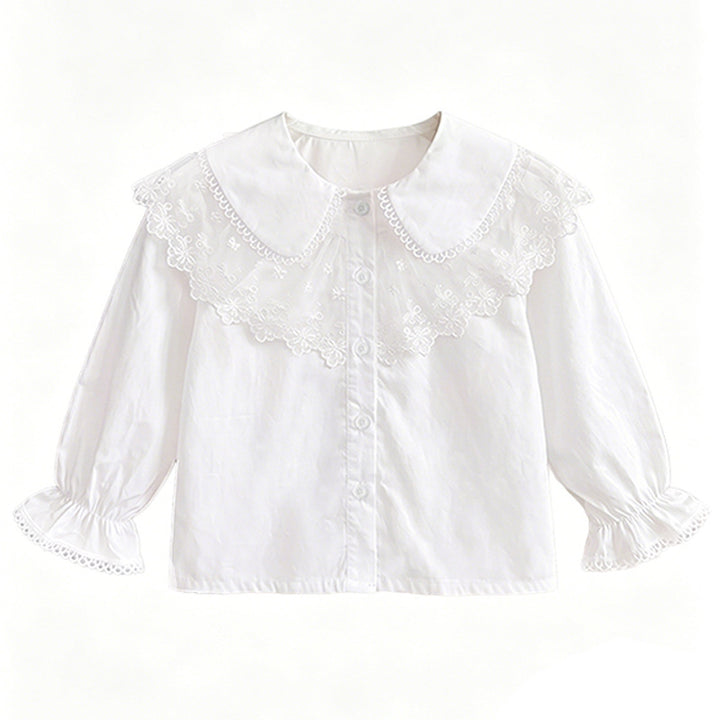 Mädchen Bluse mit eleganter Spitzenverzierung und Rüschendetails Echo Archiv