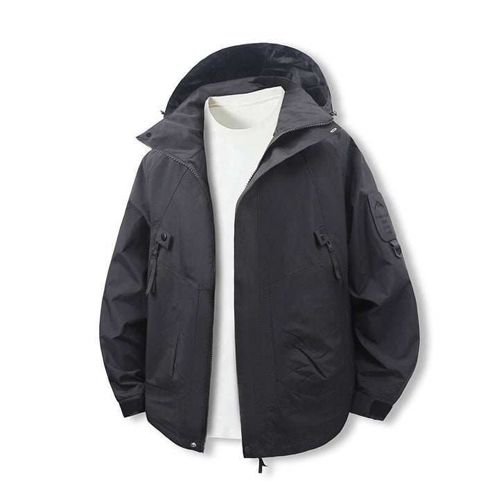 Herren funktionale und wasserabweisende Outdoor-Jacke mit verstellbarem Kapuzenkragen Echoarchiv