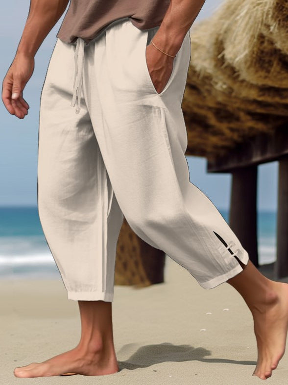 Herren luftige Strandhose mit verstellbarem Kordelzug und seitlichen Taschen Echoarchiv