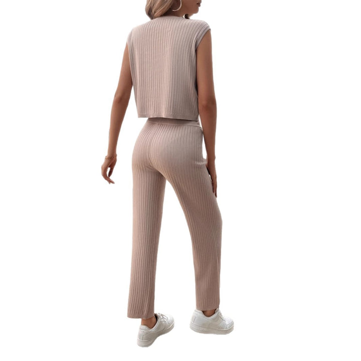 Damen Strick Zweiteiliges Set mit cropped Oberteil und weiter Hose Echo Archiv