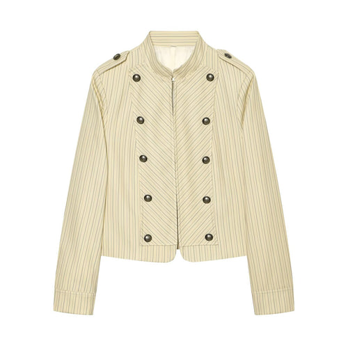 Damen Kurze doppelreihige Militärjacke mit Stehkragen und Epauletten Echo Archiv