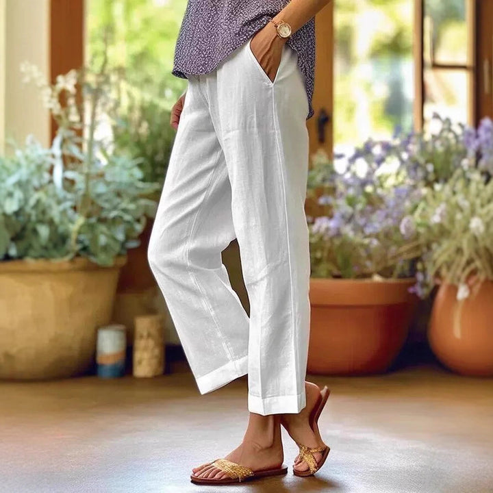 Damen Leinenhose mit weitem Schnitt und praktischen Taschen Echoarchiv