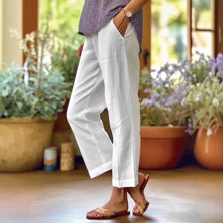 Damen Leinenhose mit weitem Schnitt und praktischen Taschen Echoarchiv