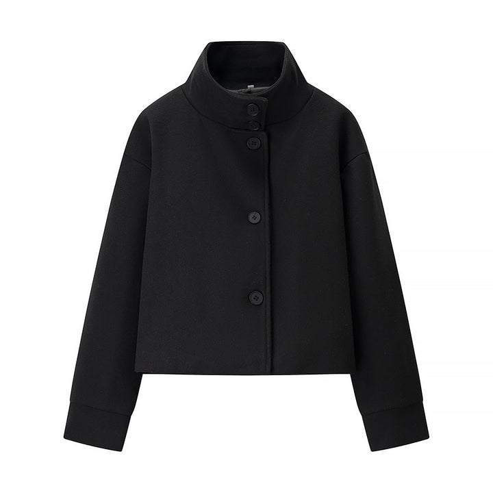 Damen nan cropped Wollmix-Jacke mit hohem Stehkragen, kastiger Passform und verdeckter Knopfleiste Echo Archiv