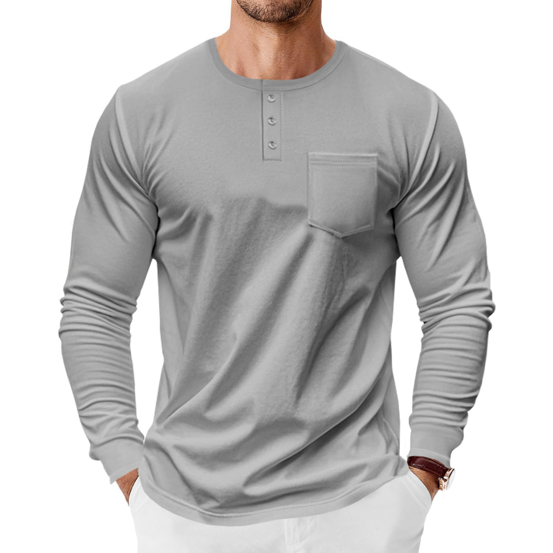 Herren Langarmshirt mit Knopfleiste und Brusttasche Echoarchiv