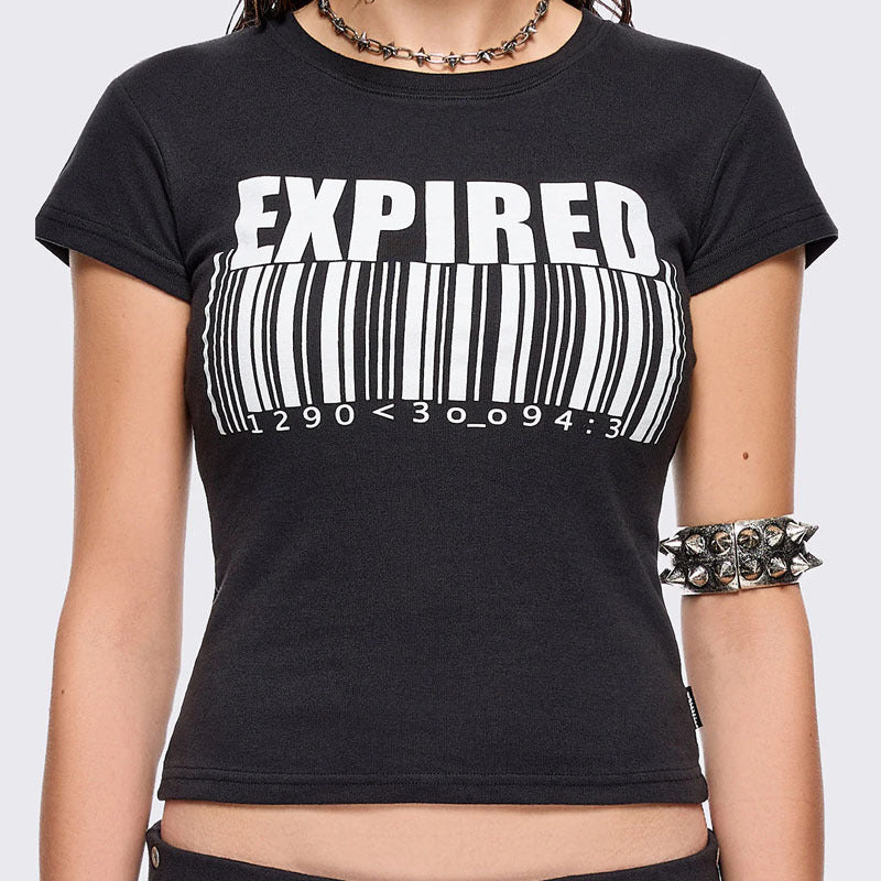 Damen Grafik-T-Shirt mit trendigem Barcode-Print Echo Archiv