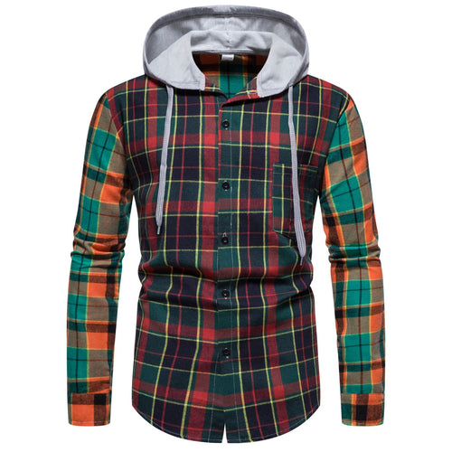 Herren Flanellhemd mit Kapuze und kariertem Design Echoarchiv